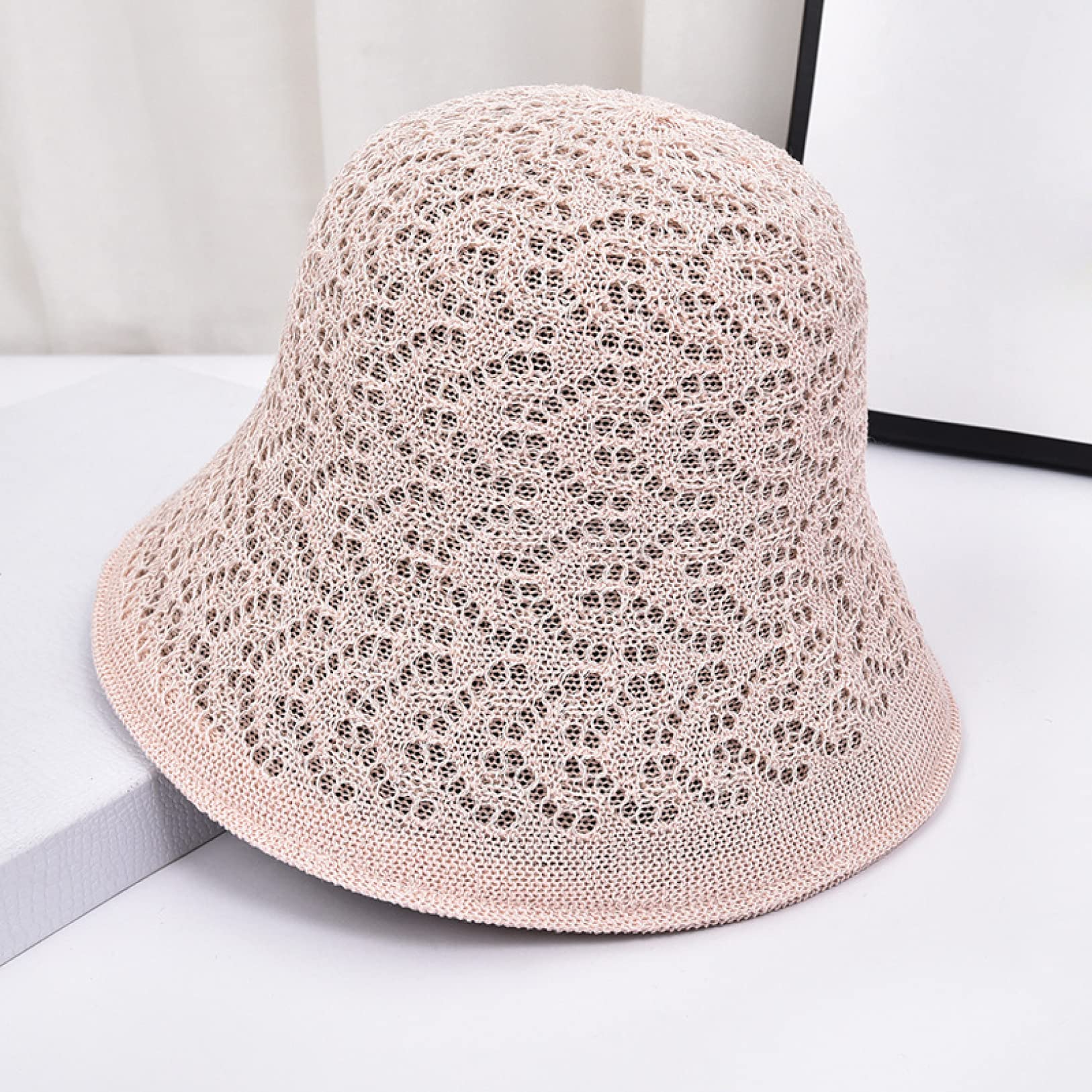 Women's Fashion Sun Hat - Breathable Woven Straw Fisherman Hat for Spring, Summer & Fall - Korean Style Hollow Design for UV Protection | Perfect for Beach, Travel, and Outdoor Activities