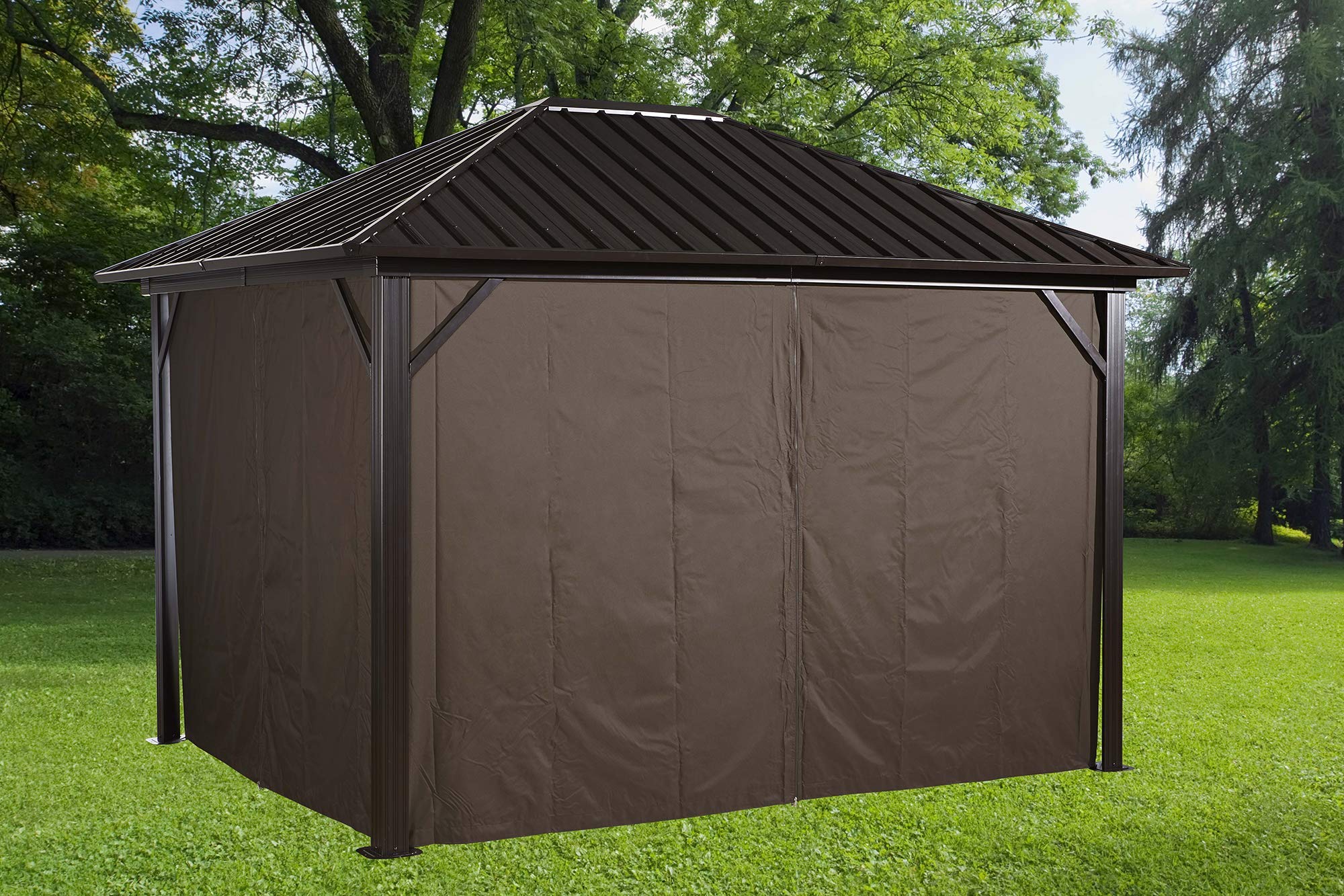 Sojag 10' x 12' Outdoor Gazebo Curtains Set of 4 - Brown Waterproof Sun Shade for Patio, Deck, and Backyard Privacy Protection