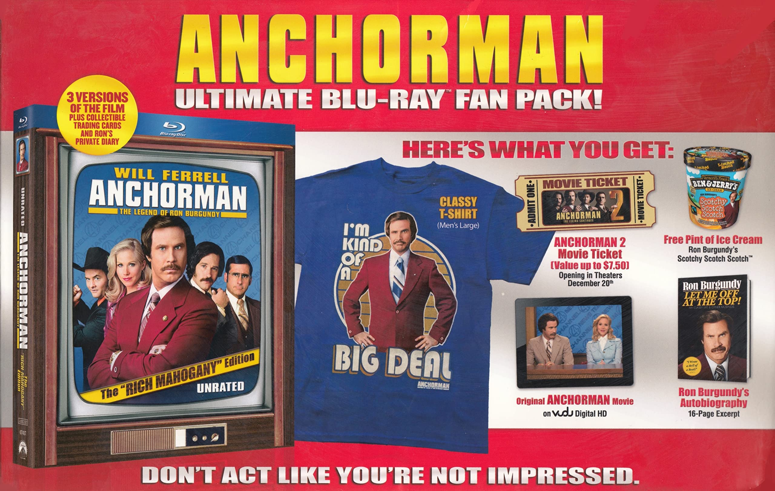 Anchorman (Ultimate Fan Pack) [Blu-ray] - Ron Burgundy Comedy Movie for Collectors & Fans, Perfect for Movie Nights & Gifts