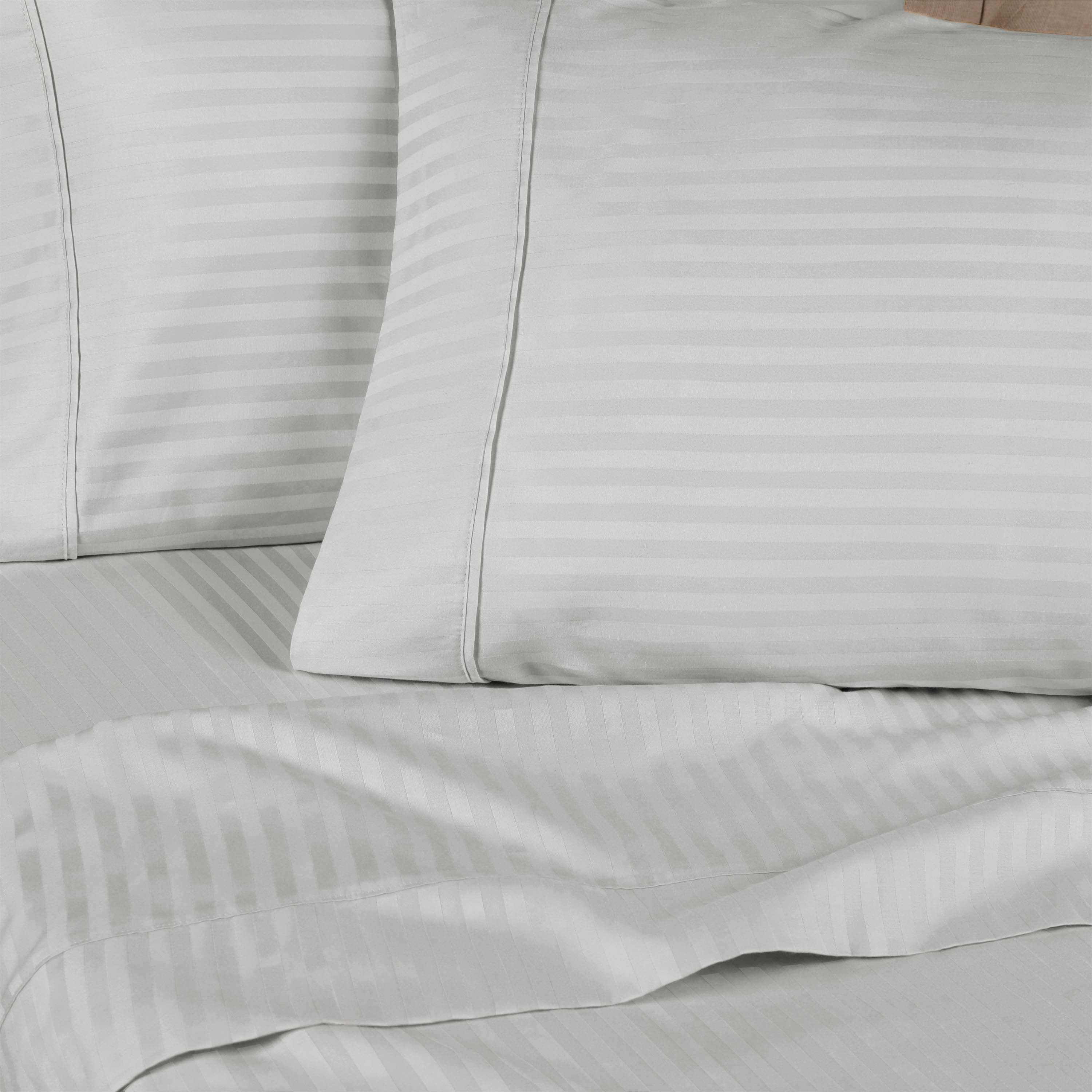 Premium 400 Thread Count Egyptian Cotton Sheet Set - Deep Pocket, Striped Design for Ultimate Comfort - Perfect for Master Bedrooms & Guest Rooms