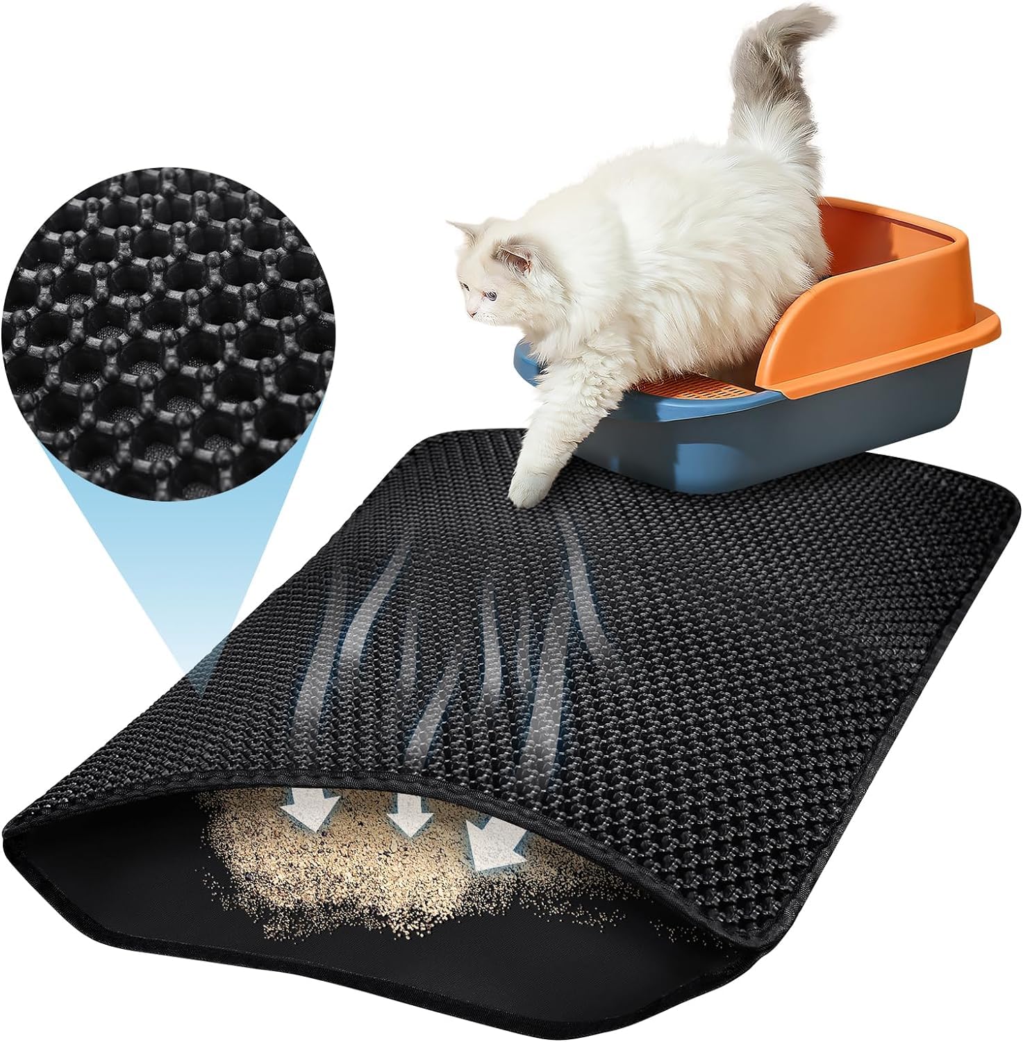 Premium Cat Litter Mat - Non-Slip Waterproof Litter Tray Mat with High Trapping Efficiency | Keep Floors Clean | Perfect for Multi-Cat Homes & Small Apartments | Easy to Clean & Durable Design