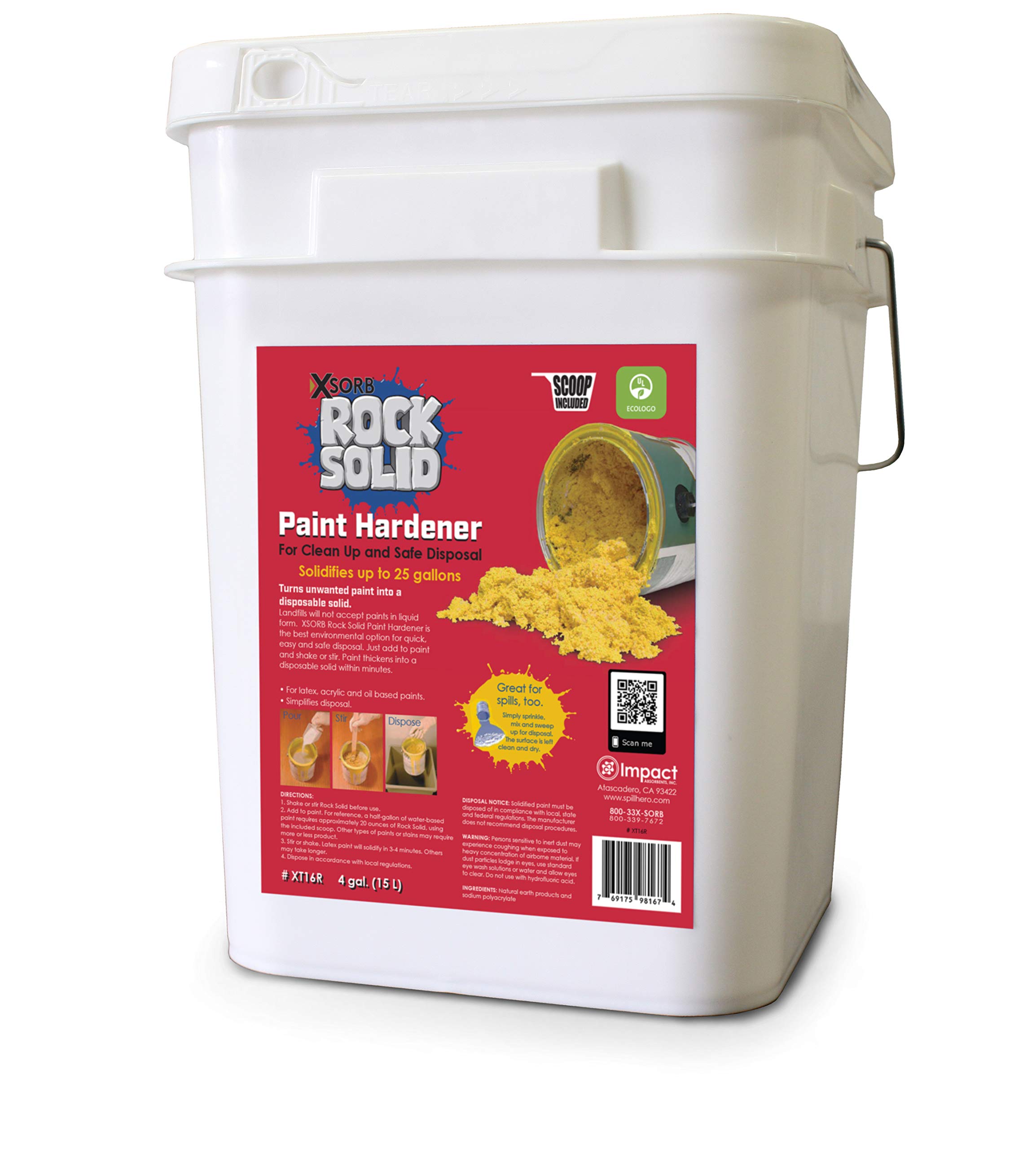 Rock Solid Paint Hardener (4 Gallon Pail) - Fast Drying Paint Hardener for Oil & Latex Paints | Ideal for Paint Disposal, Workshop Cleanup & DIY Projects