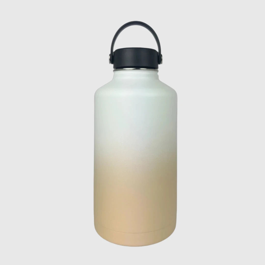 Pastel Beige Insulated Water Bottle 64oz (1.9L) Stainless Steel - Keeps Drinks Cold for 24 Hours & Hot for 12 Hours - Perfect for Hiking, Gym, Office & Outdoor Activities