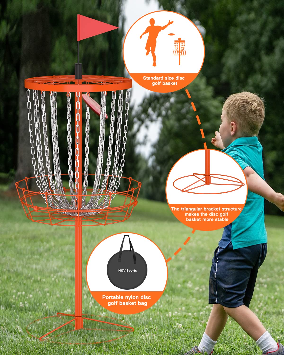 24-Chain Portable Disc Golf Basket with Carry Bag - Professional Indoor/Outdoor Practice Target for Disc Golf Enthusiasts | Perfect for Backyard, Park & Tournament Training