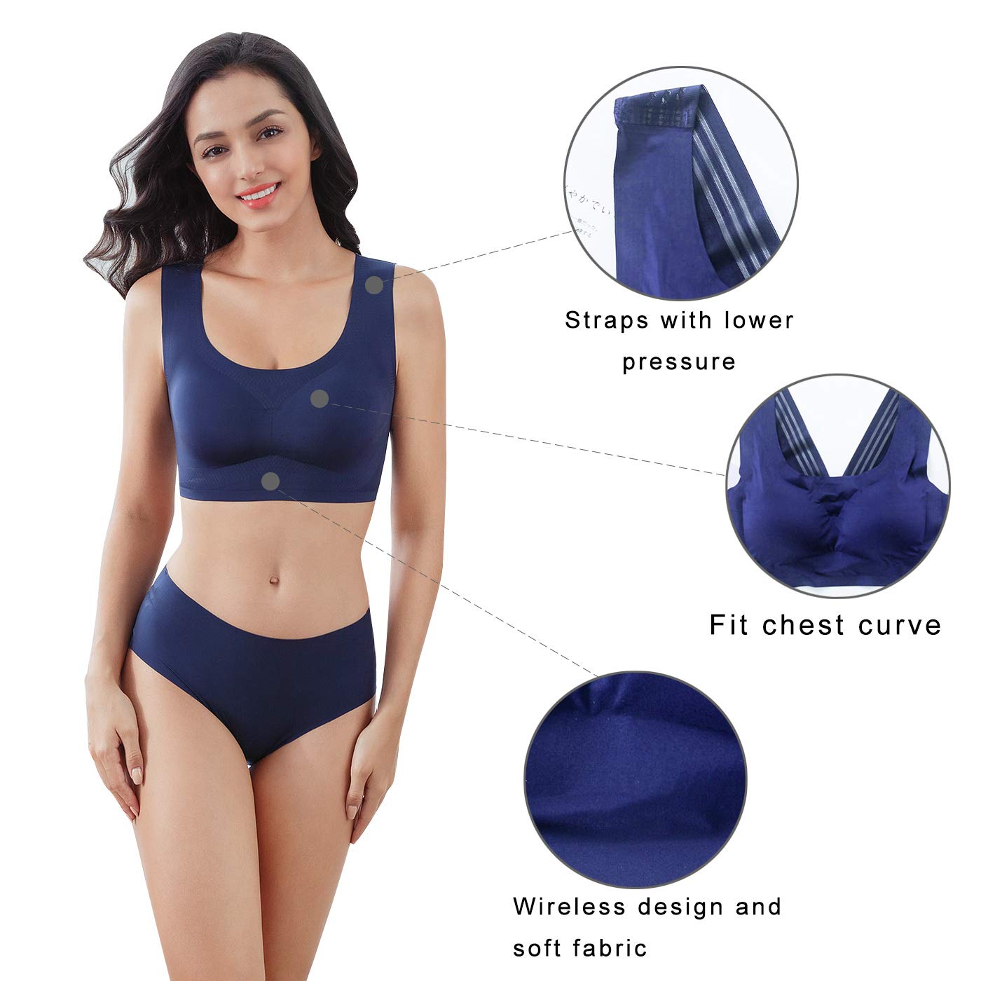 FEOYA Women’s Sleep Bra Plus Size - Wireless Stretch Bralette for Sports & Lounge - Comfortable Support for Sleeping, Yoga, and Relaxation