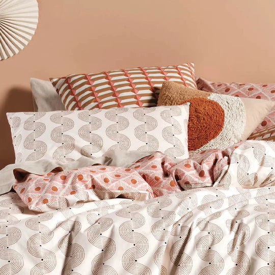 Linen House Aida Coral European Pillowcase - Premium Cotton Linen Blend for Bedroom Decor, Sofa Throw, and Guest Room Styling