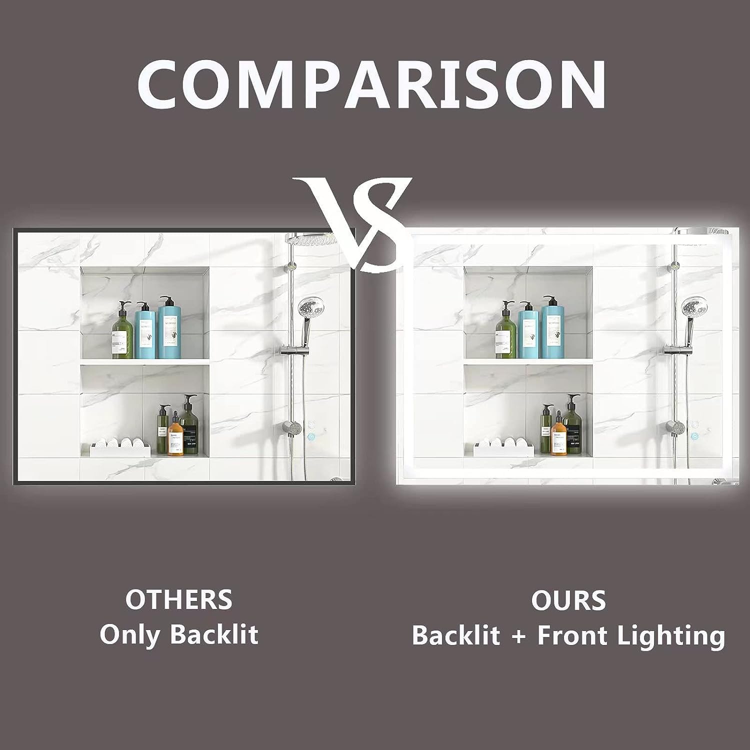 40x30 Inch LED Bathroom Mirror with Anti-Fog & Adjustable Lighting (3000K/4500K/6000K) - Modern Wall Mounted Makeup Mirror with Front & Backlit for Vanity, Dressing Room & Bathroom Decor