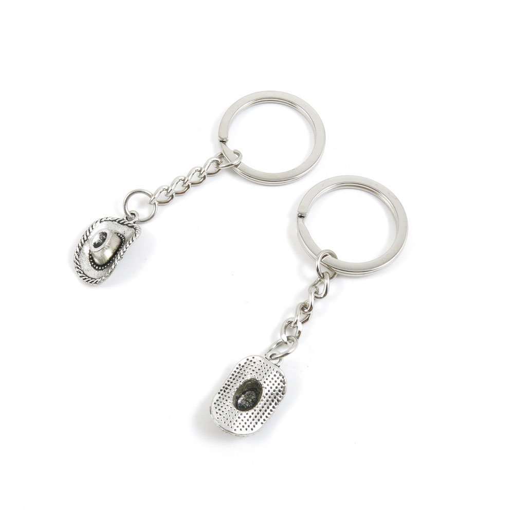 Antique Silver Tone Cowboy Hat Keychain - Bulk Wholesale Key Ring Tags for Car Keys, House Keys & Door Keys | Perfect for Western Style Keychains, Gifts, and Key Organization