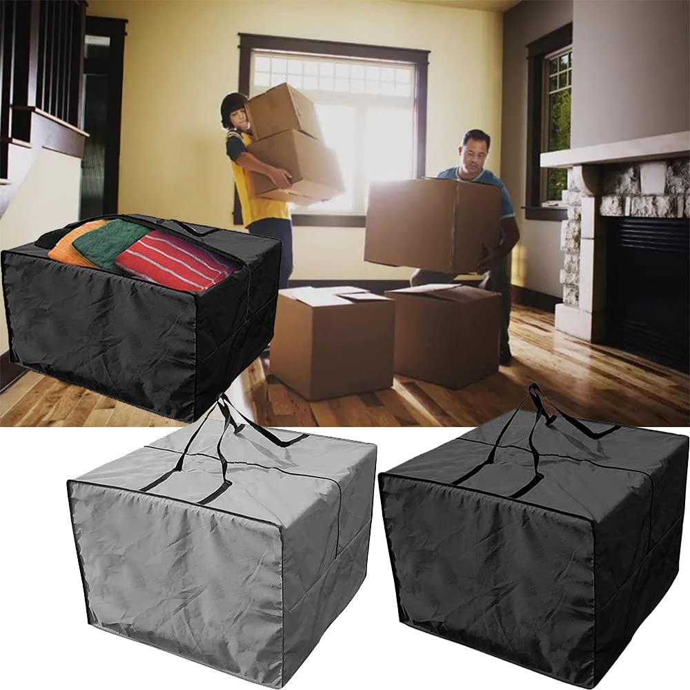 Waterproof 420D Oxford Fabric Outdoor Patio Furniture Seat Cushion Storage Bags - 2 Pack Grey Under-Bed Organizer for Pillows, Clothing & Seasonal Items - Perfect for Patio, Garage & Home Organization