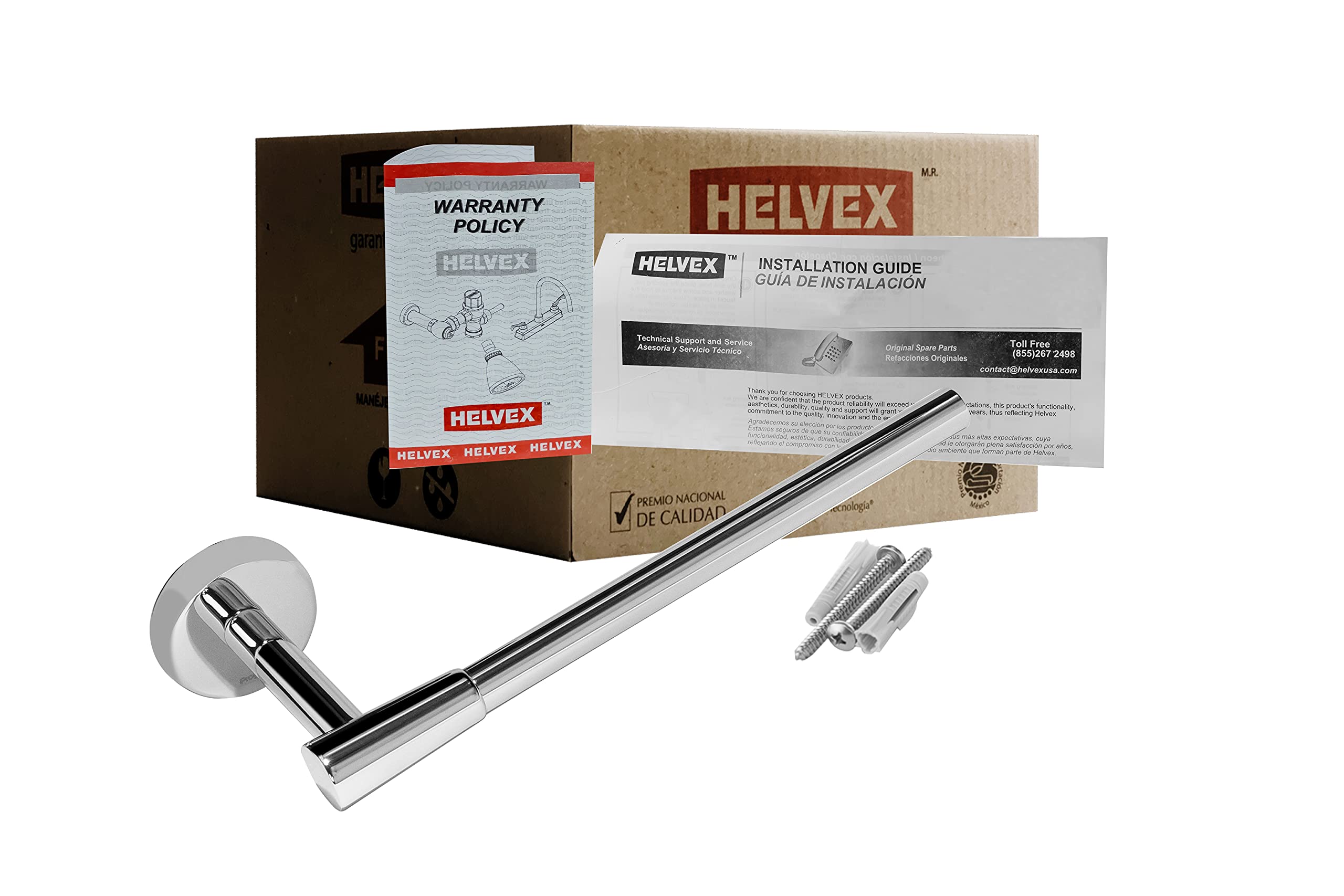 HELVEX Deco Collection Small Towel Bar - Chrome Bathroom Towel Holder - Modern Bathroom Hardware - Perfect for Bathrooms, Powder Rooms & Spa Areas