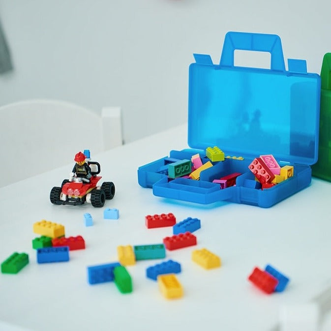 Lego Sorting Case To Go - Transparent Blue Storage Organizer for Travel & Home Organization | Perfect for Kids & Adults
