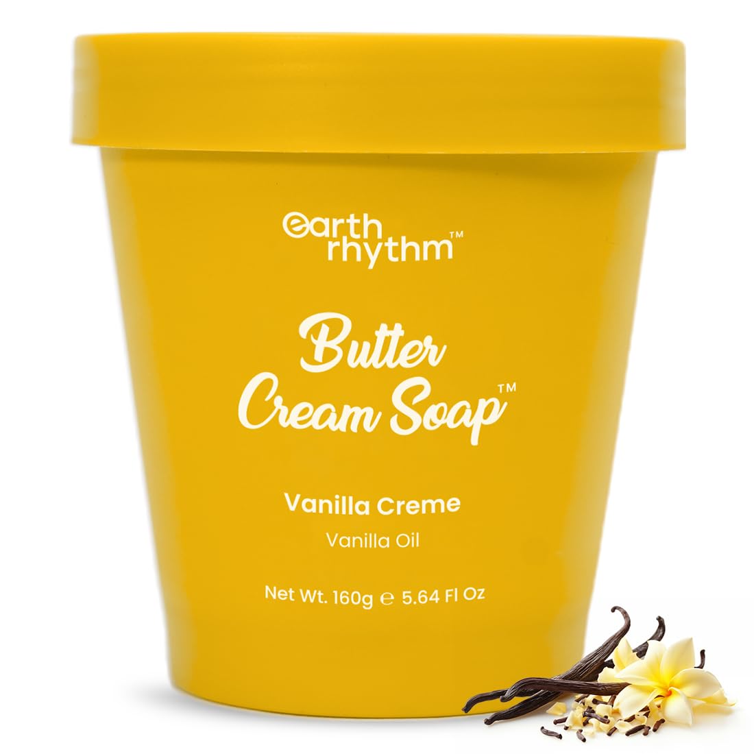 Earth Rhythm Vanilla Creme Butter Cream Soap - Deep Cleansing & Moisturizing Body Wash with Shea Butter & Vanilla Oil for Soft, Supple Skin - Suitable for All Skin Types (Men & Women, 160g) - Perfect for Daily Shower, Bath & Skincare Routine