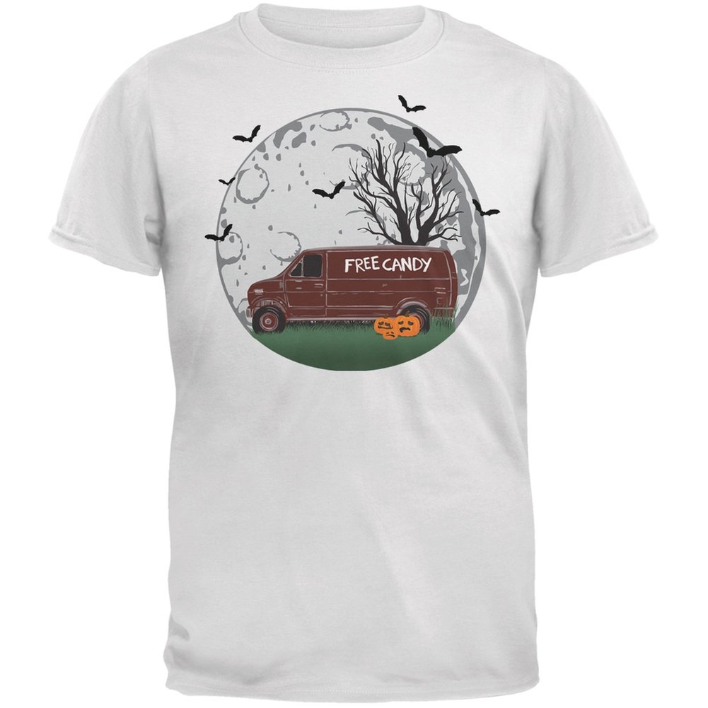 Halloween Free Candy Van Funny Adult T-Shirt - Spooky Humor Costume Party & Trick or Treat Outfit