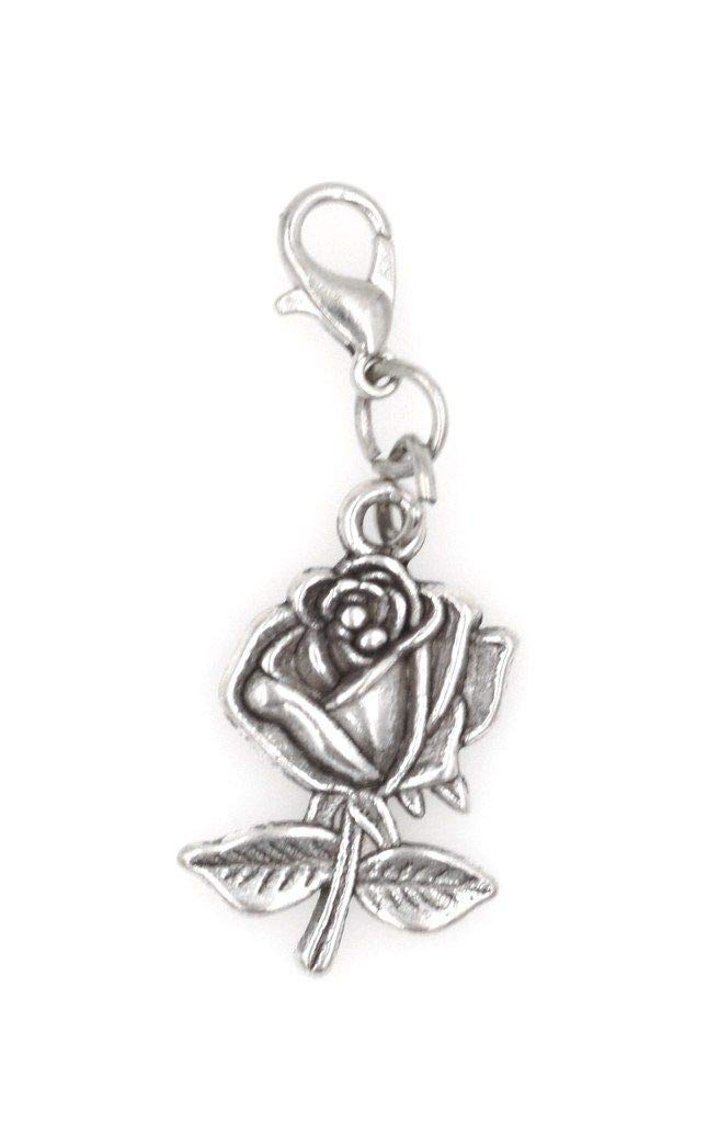Rose Clip-On Charm for Necklaces & Bracelets - 101R - Elegant Jewelry Accessory for Women, Gift for Her, Wedding, Party & Everyday Wear