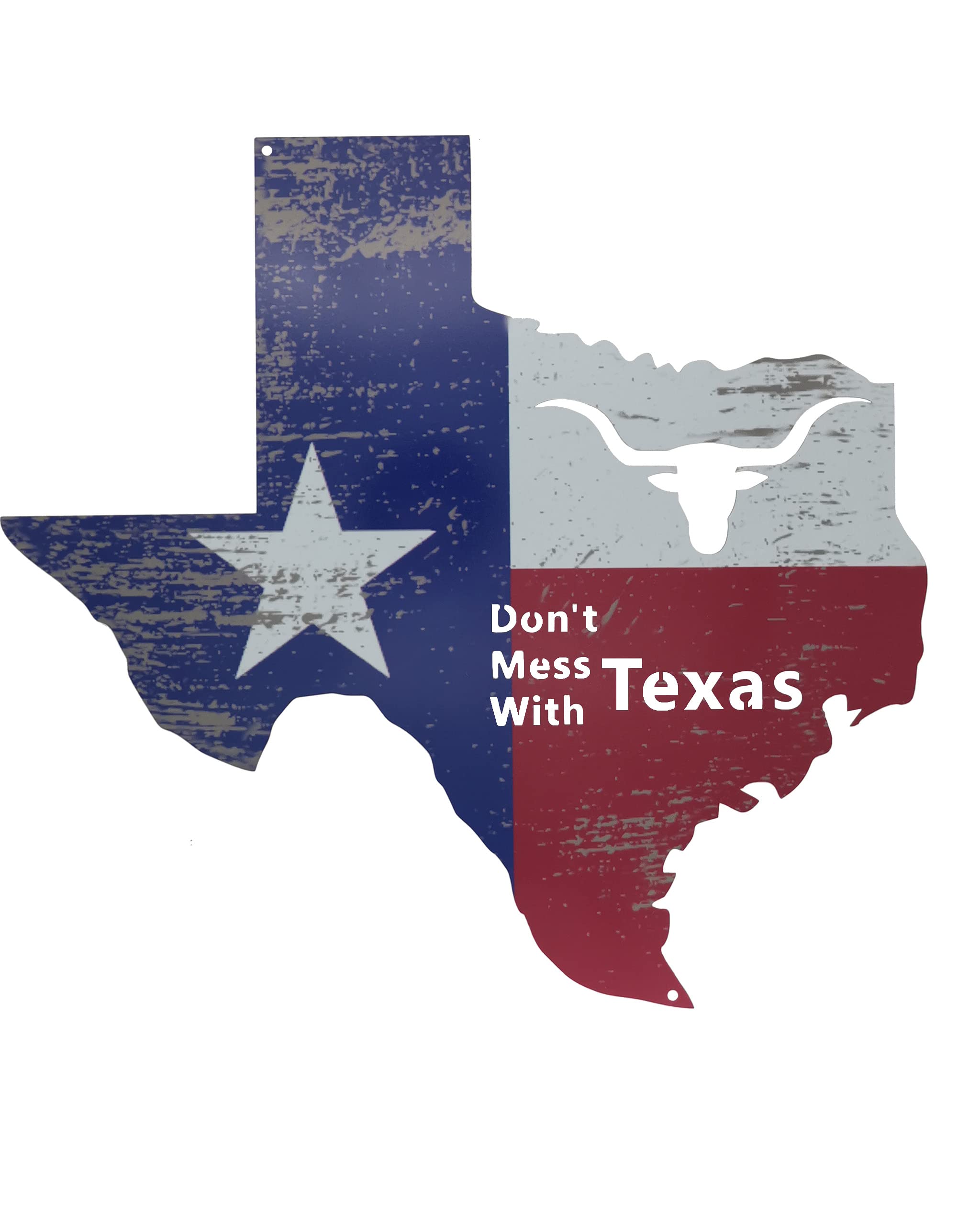 Texas Wall Art Decor - Rustic State Flag Map Metal Sign for Porch, Garage & Man Cave - 16.5 Inch Home & Office Decoration - Perfect for Texas Pride, Western Style & Cowboy Themed Rooms
