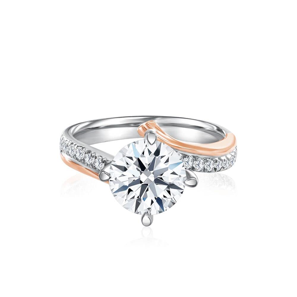 10K Rose Gold Moissanite Engagement Ring for Women - Infinity Side Stones, 4 Prong Setting, Anniversary & Wedding Band with Free Engraving - Perfect for Proposals, Weddings & Special Occasions