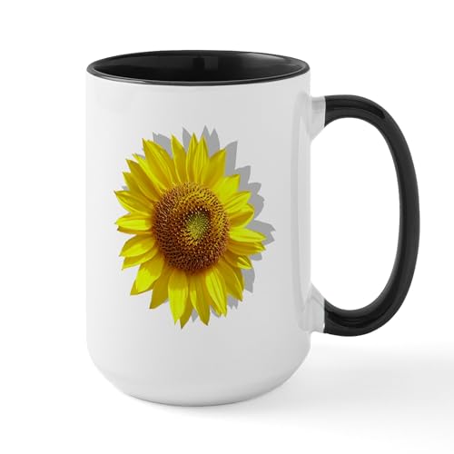 White/Black Inside - The Sunflower Large Mug