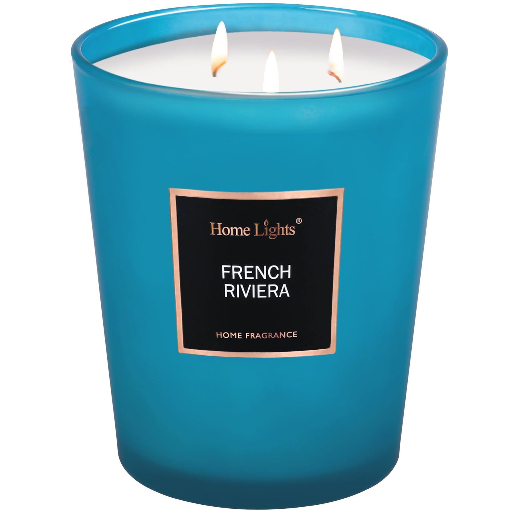 HomeLights Scented Candles - 33.3oz Large Jar Aromatherapy Soy Candle with 3 Cotton Wicks | 130-Hour Burn Time | French Riviera Fragrance | Home Decor & Relaxation Gift for Spa, Bedroom & Living Room
