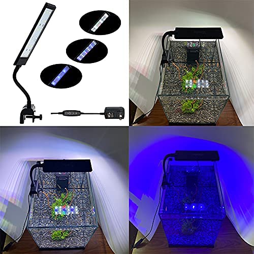 VARMHUS RGB Clip-On Aquarium Light with Timer & Dimmer - 7W Adjustable Fish Tank Lighting for Sunrise/Sunset Effects, Perfect for Freshwater Plants & Small Aquariums - Ideal for Home, Office & Aquatic Hobbyists