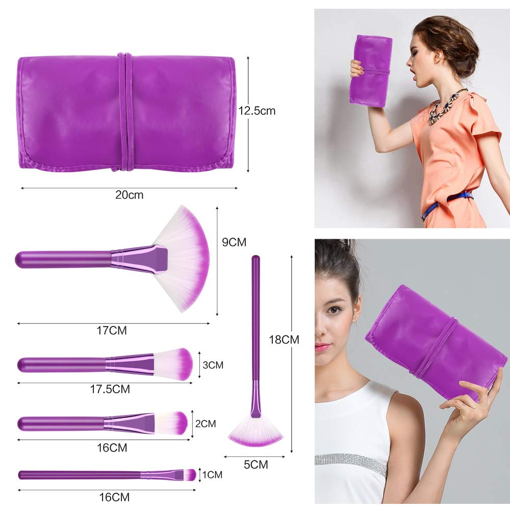 Premium Urban SS Makeup Brush Set - 12-Piece Purple Cosmetic Brushes for Foundation, Powder, Cream & Eyeshadow Blending | Essential Beauty Tools for Professional & Everyday Makeup Application