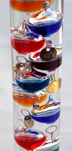 18cm Tall Free Standing Galileo Thermometer - Accurate Indoor/Outdoor Temperature Measurement for Home, Office, or Garden Decor