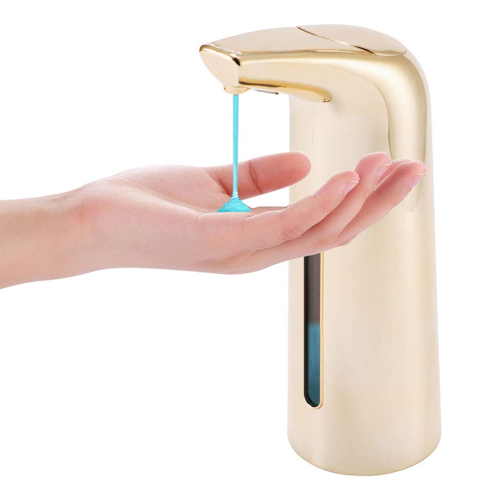 400ML Infrared Touchless Soap Dispenser - Automatic Hands-Free Liquid Soap Dispenser for Kitchen, Bathroom, Hotel & Restaurant - Smart Sensor Soap Dispenser with Golden Finish - Ideal for Home, Office, and Public Spaces Hygiene