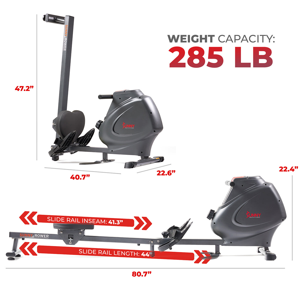Smart Magnetic Rowing Machine for Home Gym - Adjustable Resistance, Foldable Design with Non-Slip Foot Plates | Perfect for Full-Body Workout, Cardio Training & Small Space Fitness