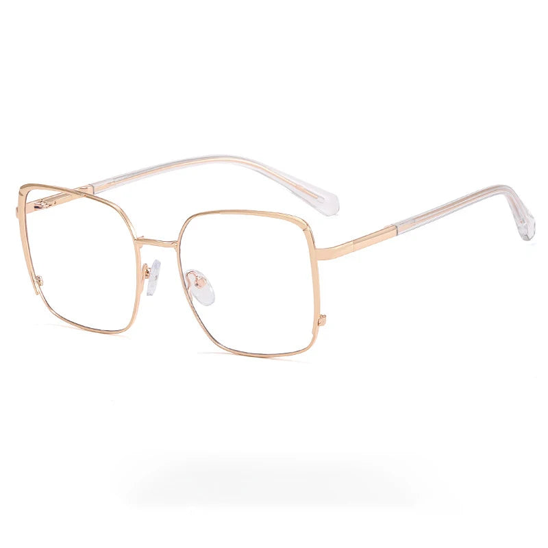 CCspace Women's Full Rim Oversize Square Alloy Eyeglasses Frame 57184 - Stylish Reading Glasses for Work, Office & Everyday Fashion Accessory