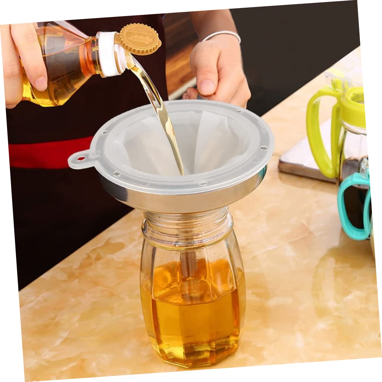 Premium Stainless Steel Hemoton Funnel with Mesh Strainer - Perfect for Cold Brew Coffee, Cooking, and Sediment Filtration | Durable Kitchen Tool for Brewing, Filtering, and Food Prep