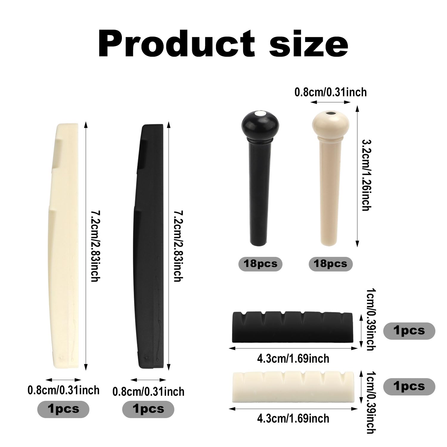 36pcs Guitar Bridge Pins & Pegs Replacement Kit - Acoustic Guitar String Peg Puller Remover, Saddle Nut, String Winder & Cutter Tool Set - Perfect for Guitar Maintenance & String Changing at Home or Studio