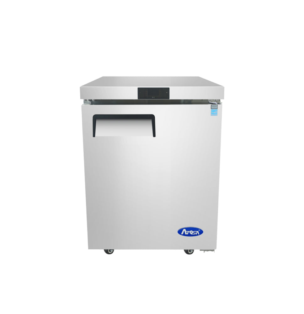 Atosa MGF24RGR 24-Inch Undercounter Refrigerator with Solid Door - 4.8 Cu.Ft Commercial Fridge for Restaurants, Bars, and Home Kitchens - Compact Freezer for Small Spaces