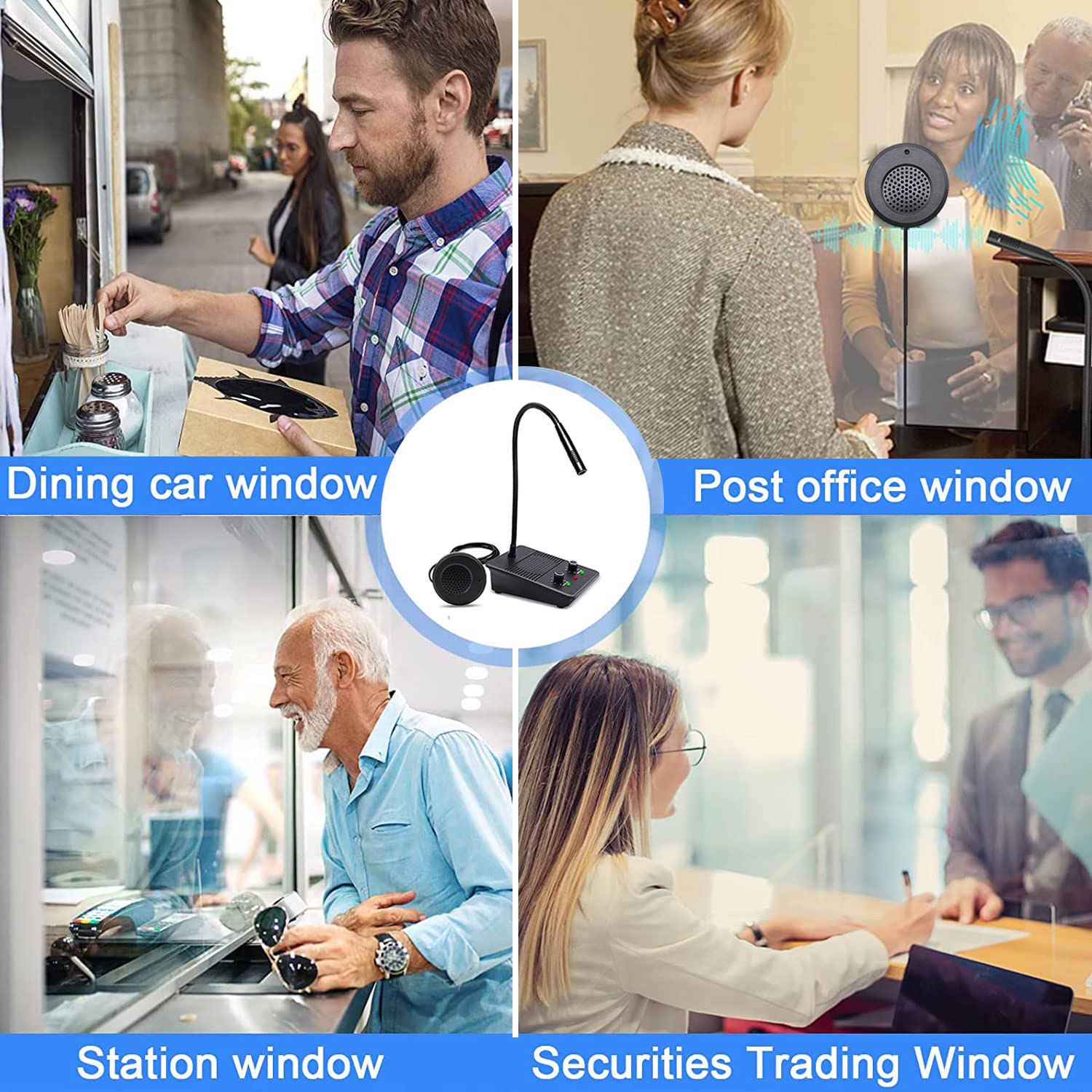ChunHee Dual-Way Window Intercom System with Anti-Interference Microphone & Speaker - Clear Communication for Bank, Office, Hospital & Business - Ideal for Secure Transactions, Customer Service & Healthcare Facilities