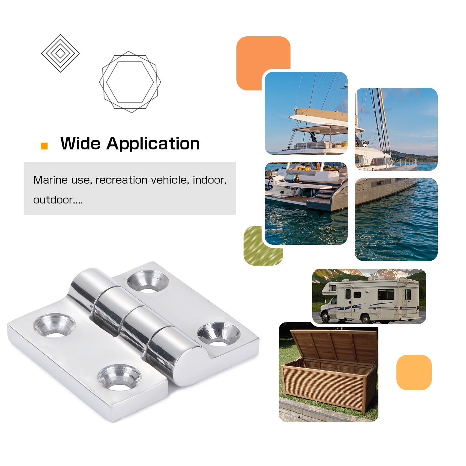 Atibin Heavy Duty Marine Hinge - 316 Stainless Steel Boat Hinges for Deck Hardware, Cabinet & Door - Corrosion Resistant for Saltwater & Outdoor Use