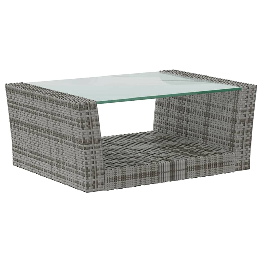 vidaXL 8-Piece Gray Patio Lounge Set with Cushions - Poly-Rattan Outdoor Furniture with Glass Tabletop - Easy Assembly & Lightweight - Perfect for Garden, Poolside & Backyard Relaxation