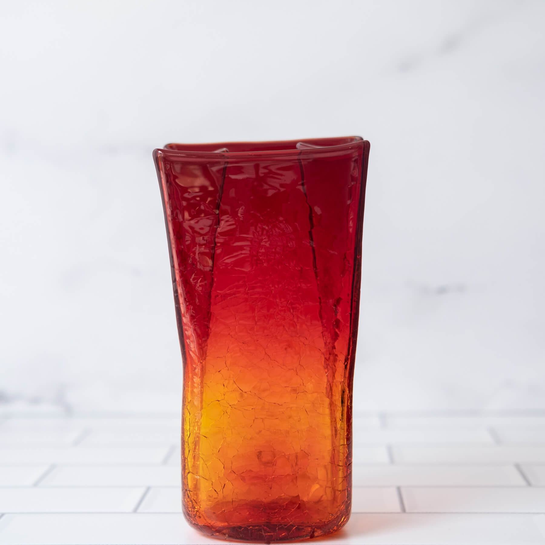 8813SC Crackled Small Paper Bag Vase - Tangerine Orange Decorative Vase for Home Decor, Wedding Centerpieces, and Floral Arrangements
