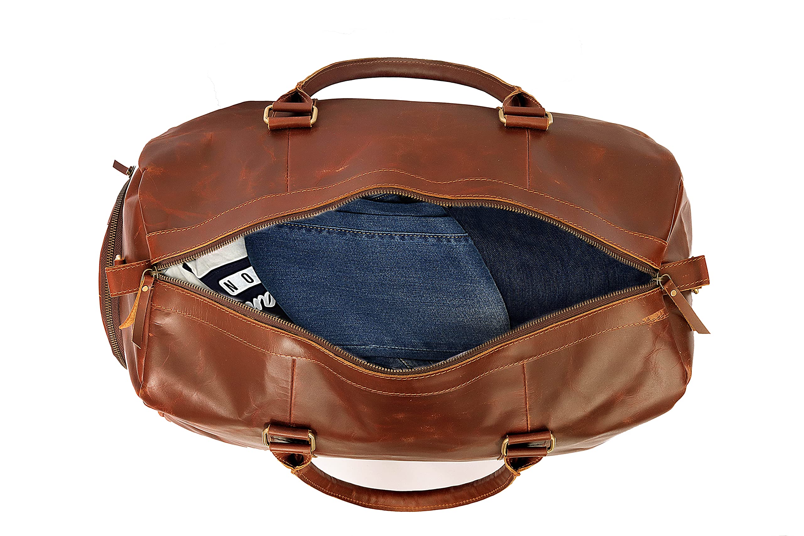 20 Inch Buffalo Leather Duffle Bag for Men - Large Travel Gym Weekender Overnight Carry On Luggage - Perfect for Business Trips, Gym Workouts & Weekend Getaways