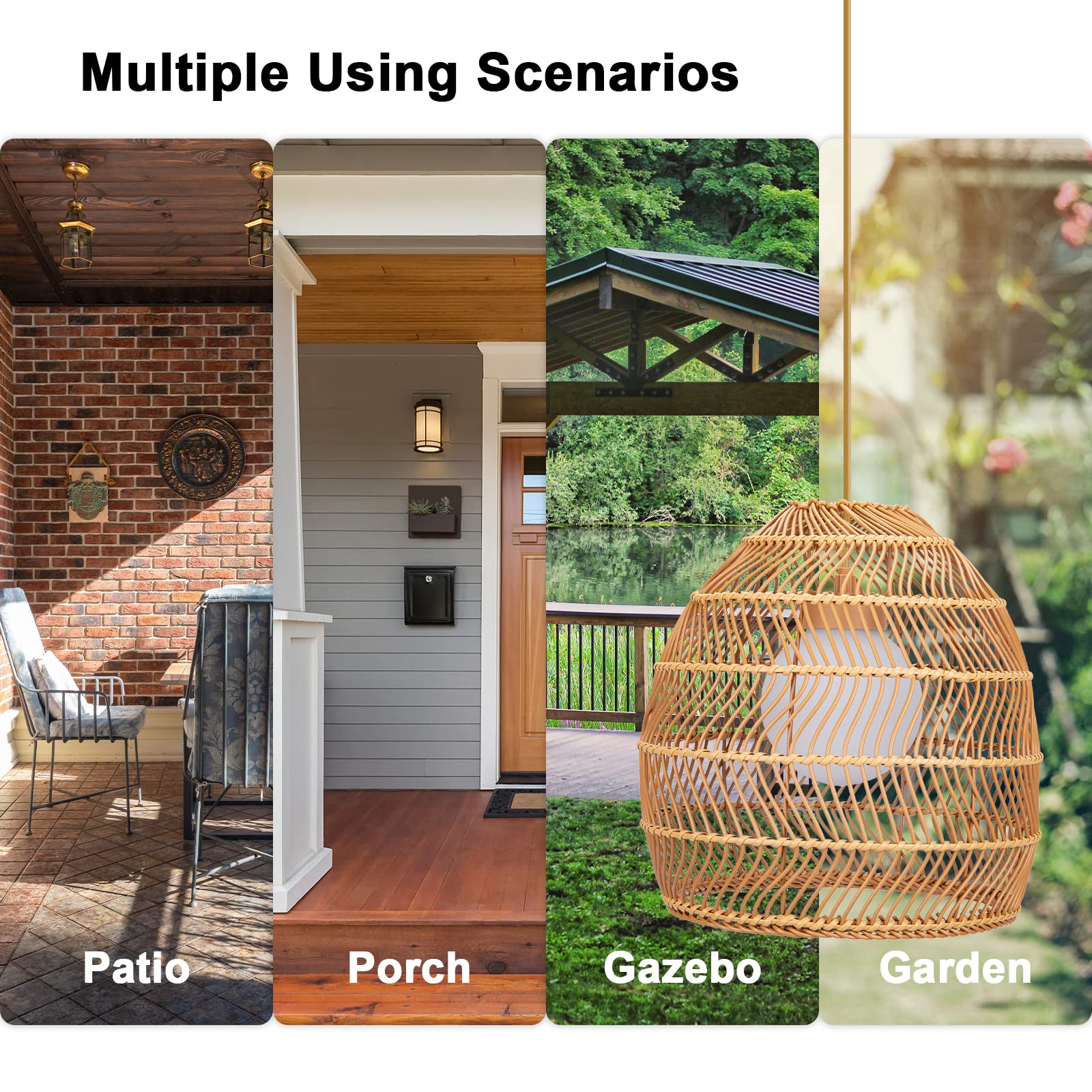 Wonder Solar Chandelier Outdoor Lanterns - Waterproof Solar Hanging Lights with Remote Control for Gazebo, Porch, Patio - Perfect for Garden Parties, Backyard Decor & Evening Ambiance
