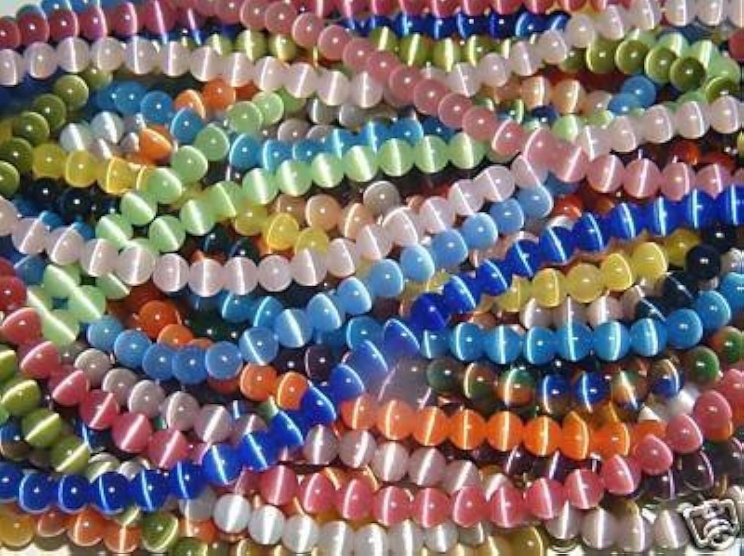 Premium 10mm, 8mm & 6mm Cat's Eye Bead Strands - Grade A Fiber Optic Glass Beads for Jewelry Making (32 Vibrant Colors) - Perfect for Bracelets, Necklaces & DIY Craft Projects