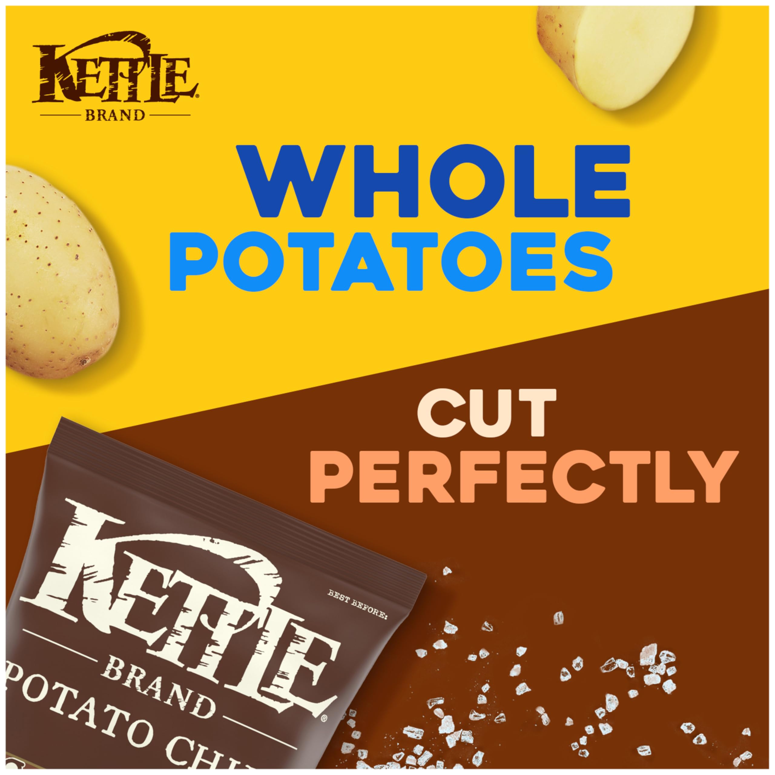 Kettle Brand Sea Salt Kettle Cooked Potato Chips - 7.5 Oz Bag - Crunchy Snack for Parties, Picnics & Lunchboxes - Gluten Free & Non-GMO