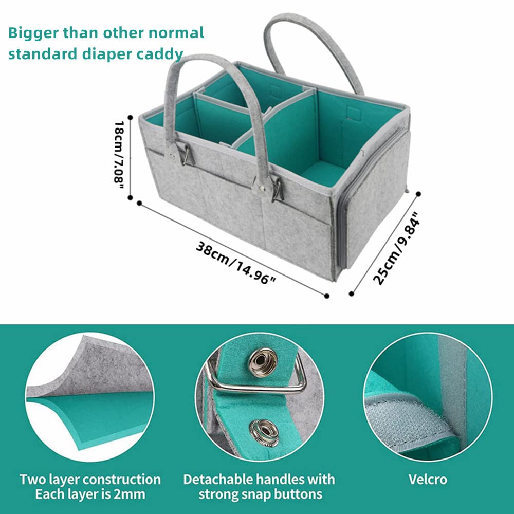 Soft Felt Baby Diaper Caddy Organizer with Multiple Pockets - Portable Nursery Storage Basket for Diapers, Wipes & Baby Essentials - Perfect for Nursery, Changing Table & On-the-Go Parenting