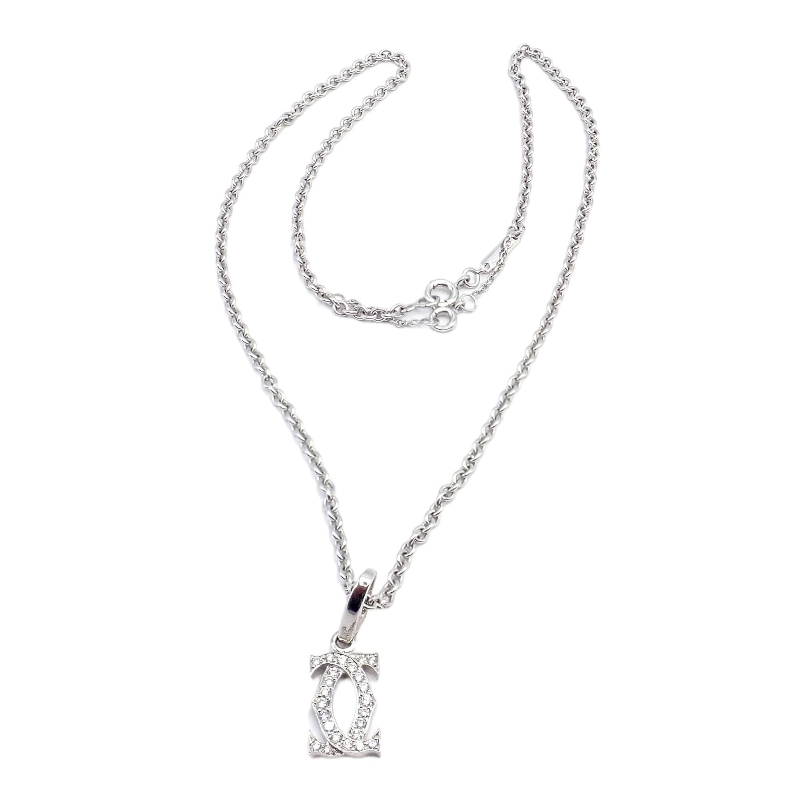 Authentic Cartier Double C 18k White Gold Diamond Pendant Necklace for Women - Luxury Jewelry Gift for Anniversary, Birthday & Special Occasions