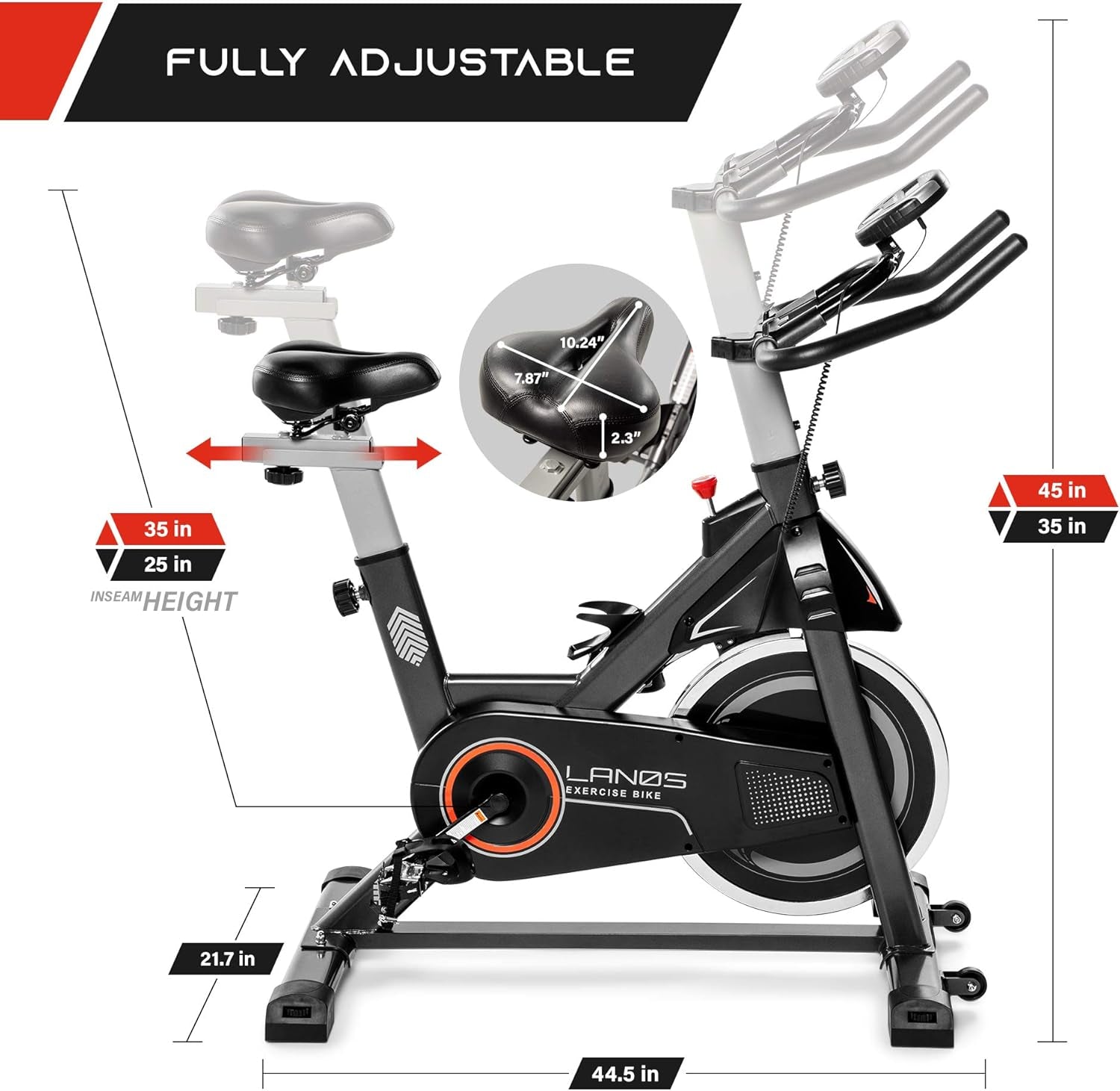 Premium Indoor Exercise Bike for Home Gym - Silent Belt Drive, Comfortable Seat Cushion & iPad Holder - Stationary Bike for Men & Women - Perfect for Cardio Workouts, Weight Loss & Home Fitness Training