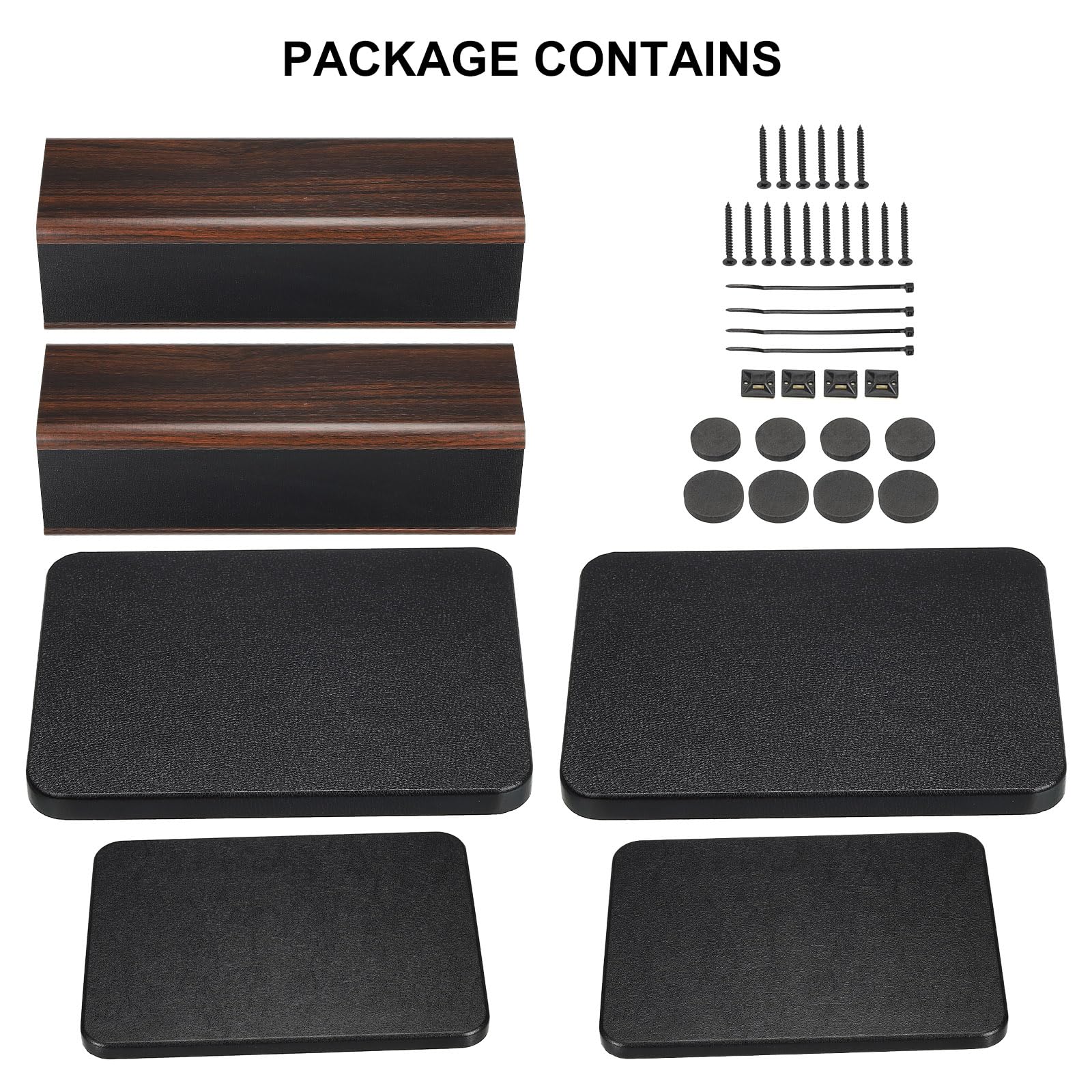 Premium Wood Grain Speaker Stands 1 Pair - 15.7 Inch (40cm) Universal Small Speaker Stands with Hollow Design for Enhanced Audio - Perfect for Home Theater, Cinema, and Bookshelf Speakers | Ideal for Living Room, Bedroom, and Studio Setup