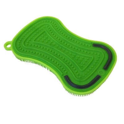 Kuhn Rikon Silicone Stay Clean 3-in-1 Scrubber - Dish Brush, Pot Scrubber & Bottle Cleaner for Kitchen, Camping & Travel