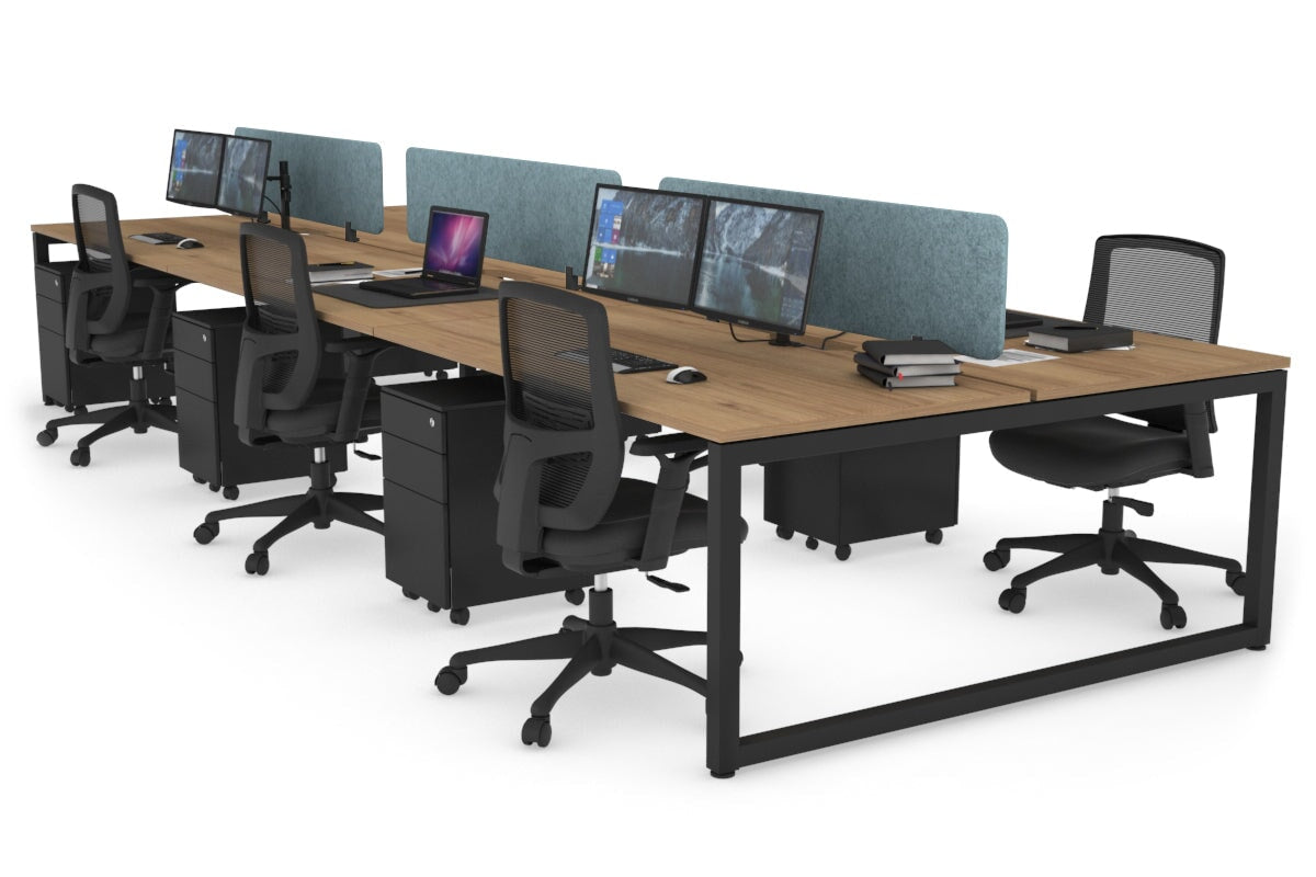 Quadro Loop Legs 6-Person Office Workstation - 1400L x 800W with Cable Management - Perfect for Open Office Layouts & Collaborative Workspaces