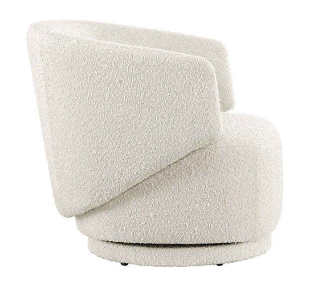 Astrid Creme Boucle Swivel Chair - Modern Velvet Accent Chair with 360° Rotation for Living Room, Bedroom, or Office Decor