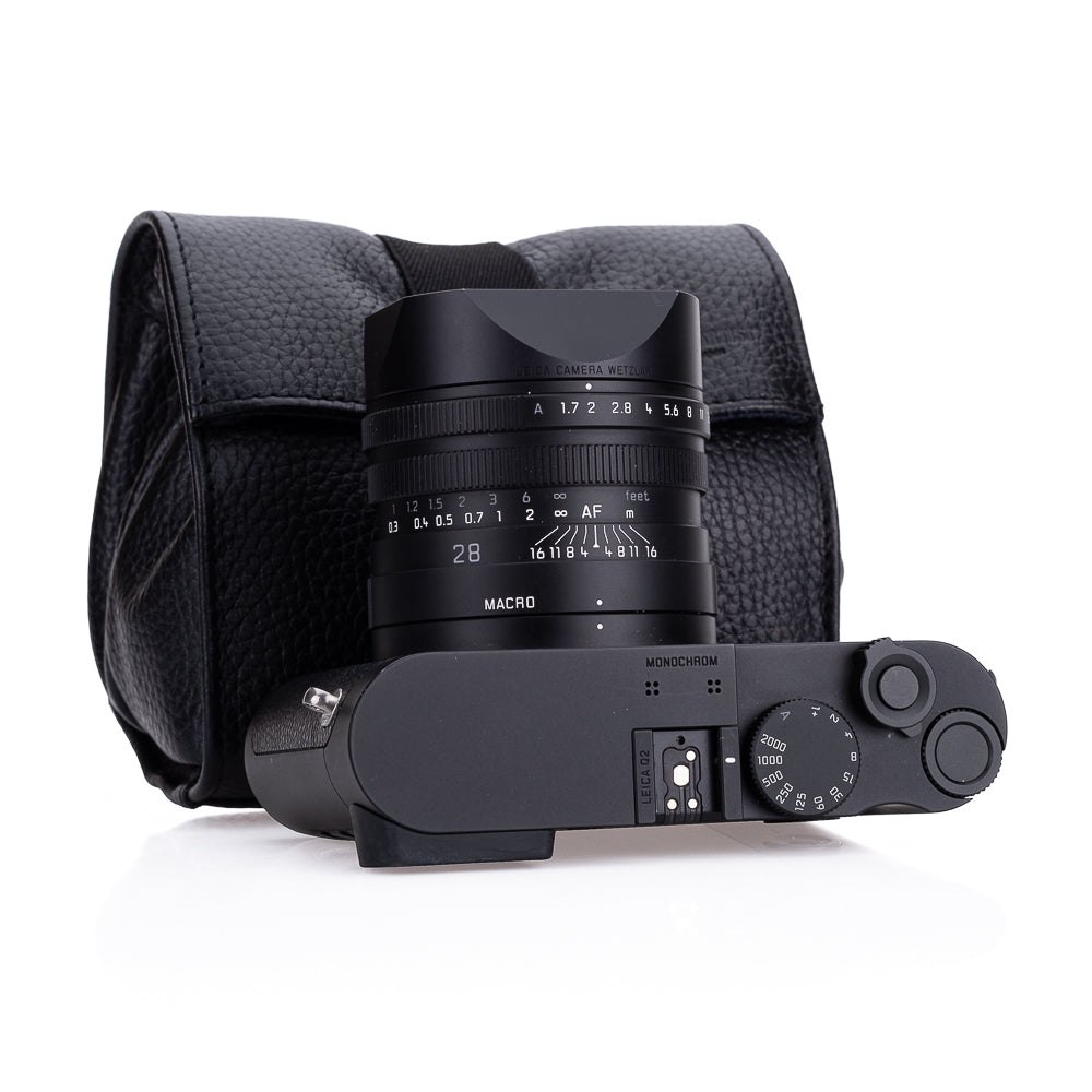 Artisan & Artist ACAM 77 Genuine Leather Camera Body and Lens Wrap Pouch - Black | Compact Protective Case for DSLR, Mirrorless Cameras & Lenses | Perfect for Travel, Hiking & Photography Enthusiasts