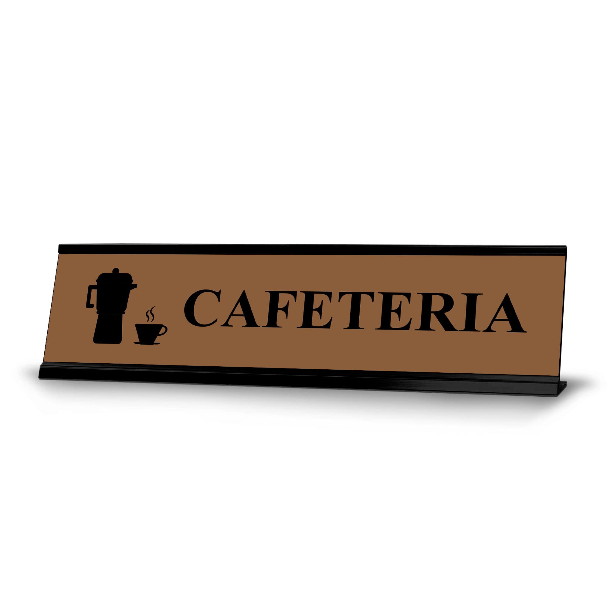 Brown and Black Frame Cafeteria Desk Sign (2x8 Inch) - Perfect for Office, School, and Restaurant Use