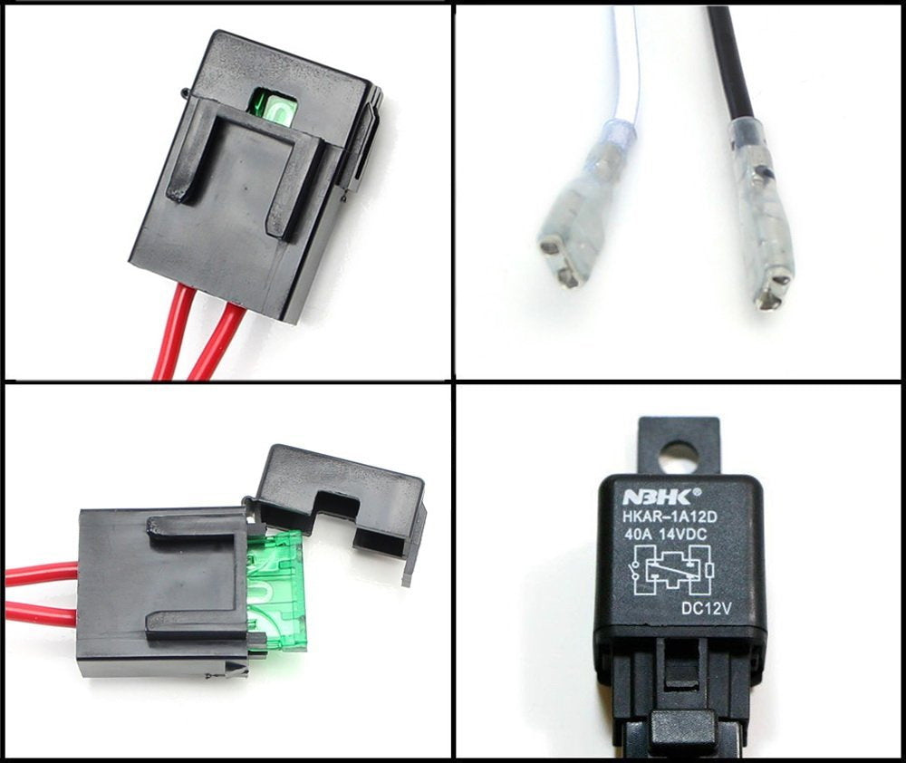 2 Output Relay Wiring Harness with LED Light Switch for Fog Lamps - Universal Car Off-Road Lighting Accessory for Trucks, Jeeps & SUVs