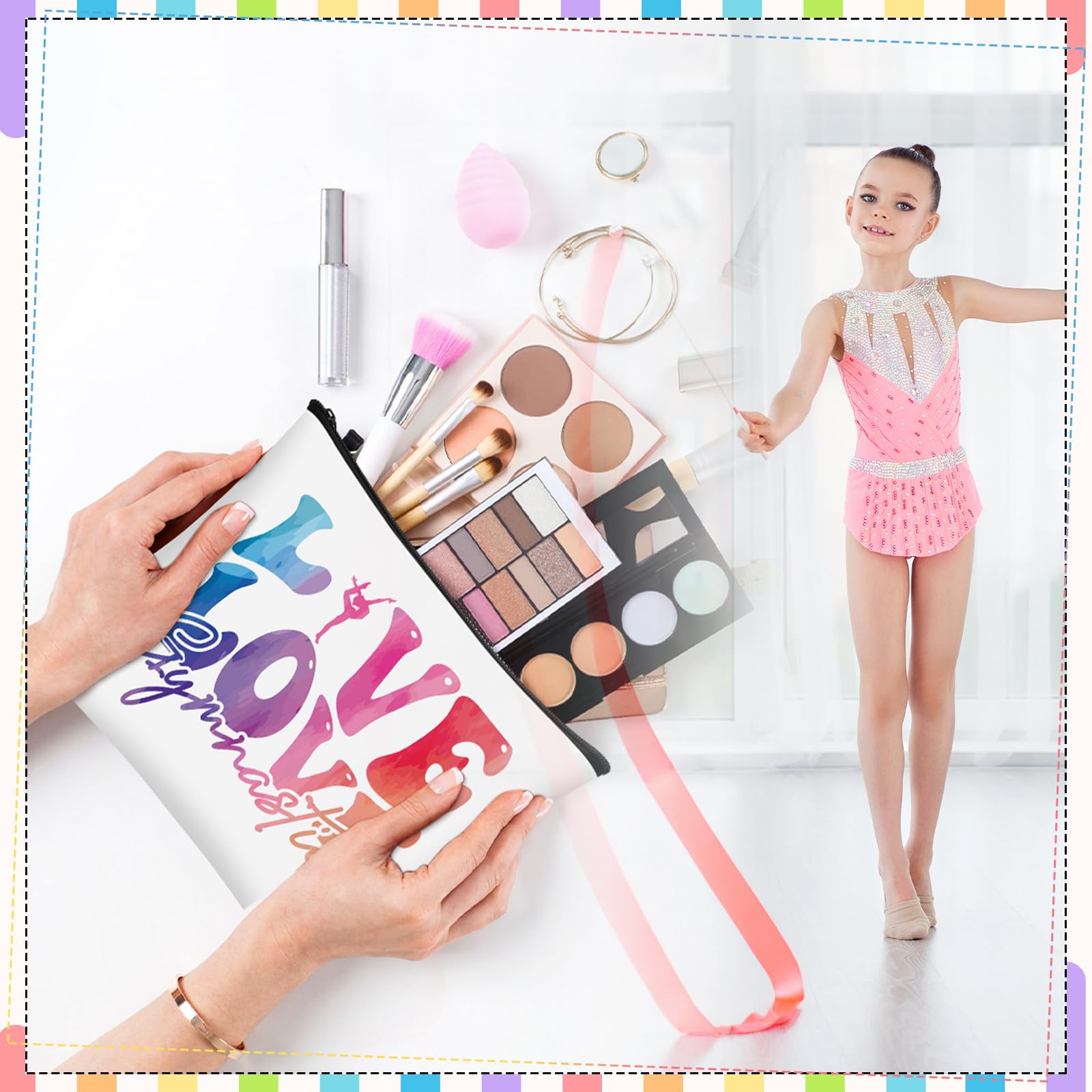 20 Pcs Inspirational Gymnastics Makeup Bags - Perfect Gifts for Women Gymnasts, Coaches & Friends - Cute Cosmetic Bags for Girls, Birthday Party Favors & Coworker Gifts - Ideal for Gym, Travel & Sports Events